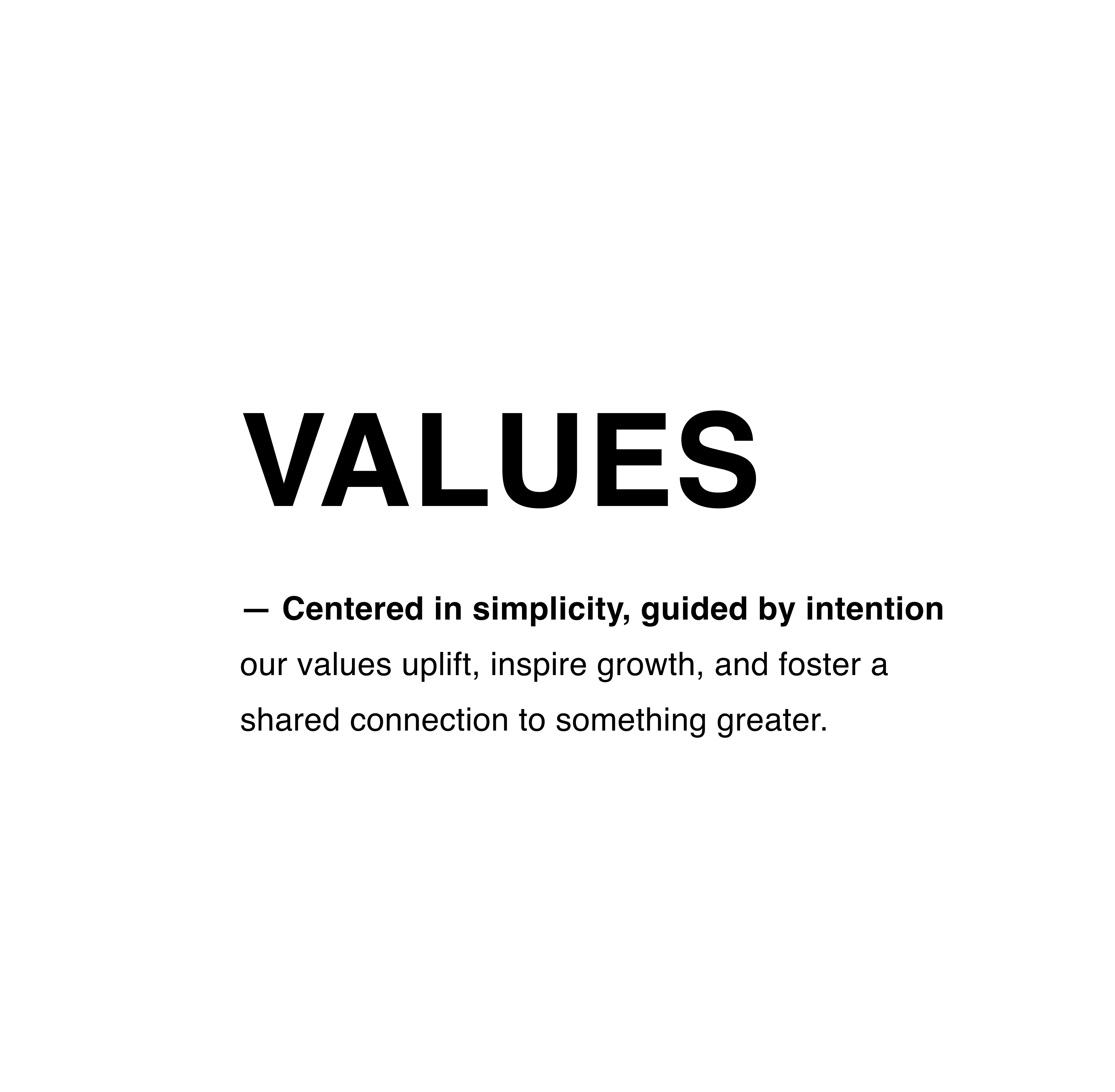 Text on a white background with the word 'VALUES' and a description of their impact.