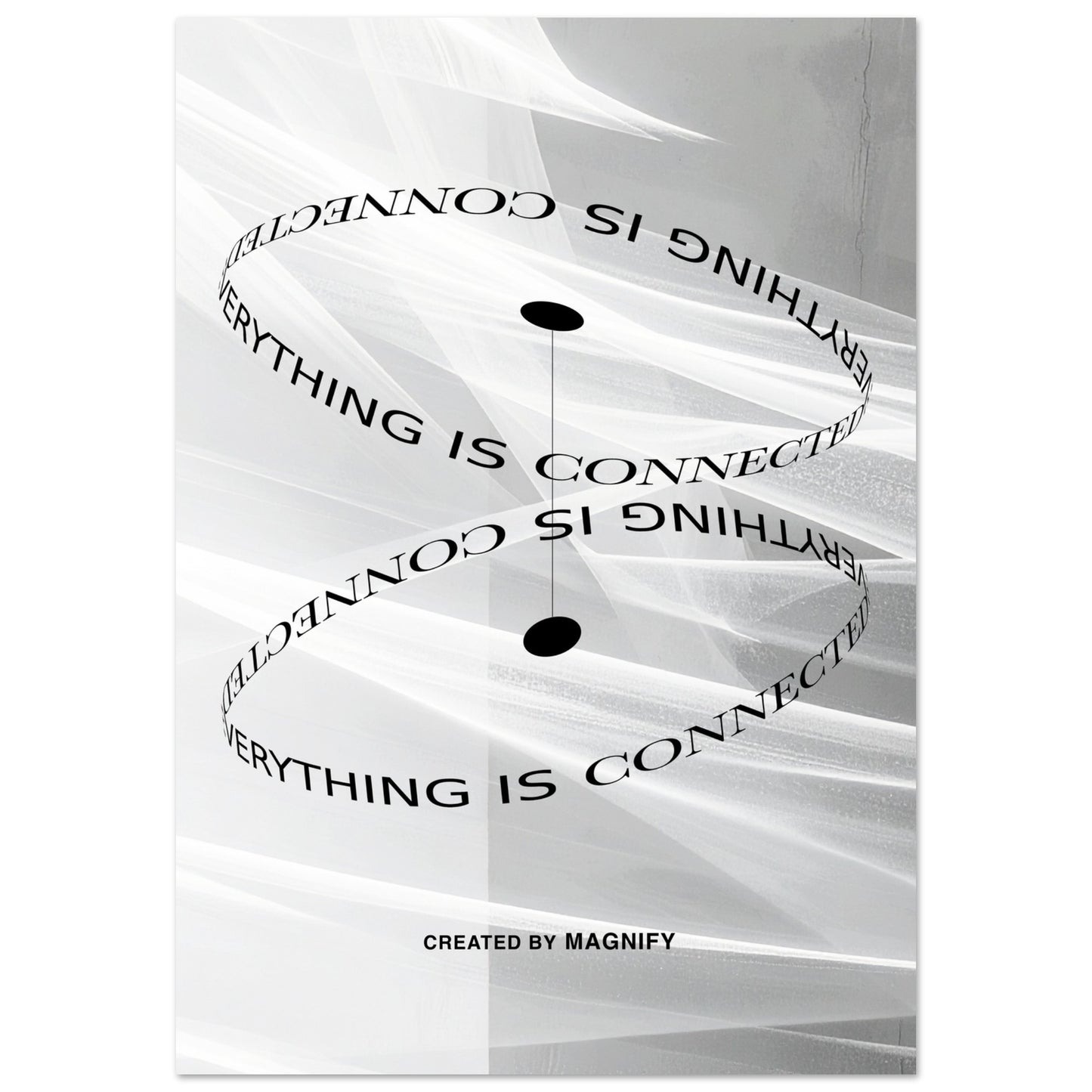 Black text 'EVERYTHING IS CONNECTED' on a white background with geometric shapes, created by Magnify.