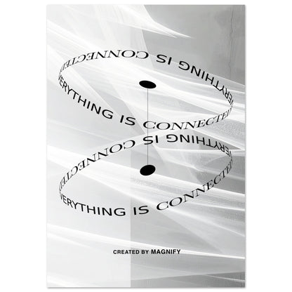 Black text 'EVERYTHING IS CONNECTED' on a white background with geometric shapes, created by Magnify.