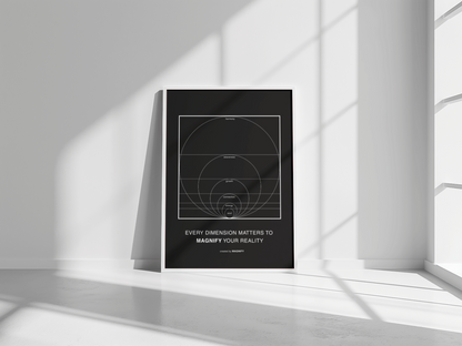 Framed poster with motivational quote in a minimalistic room with sunlight filtering through.
