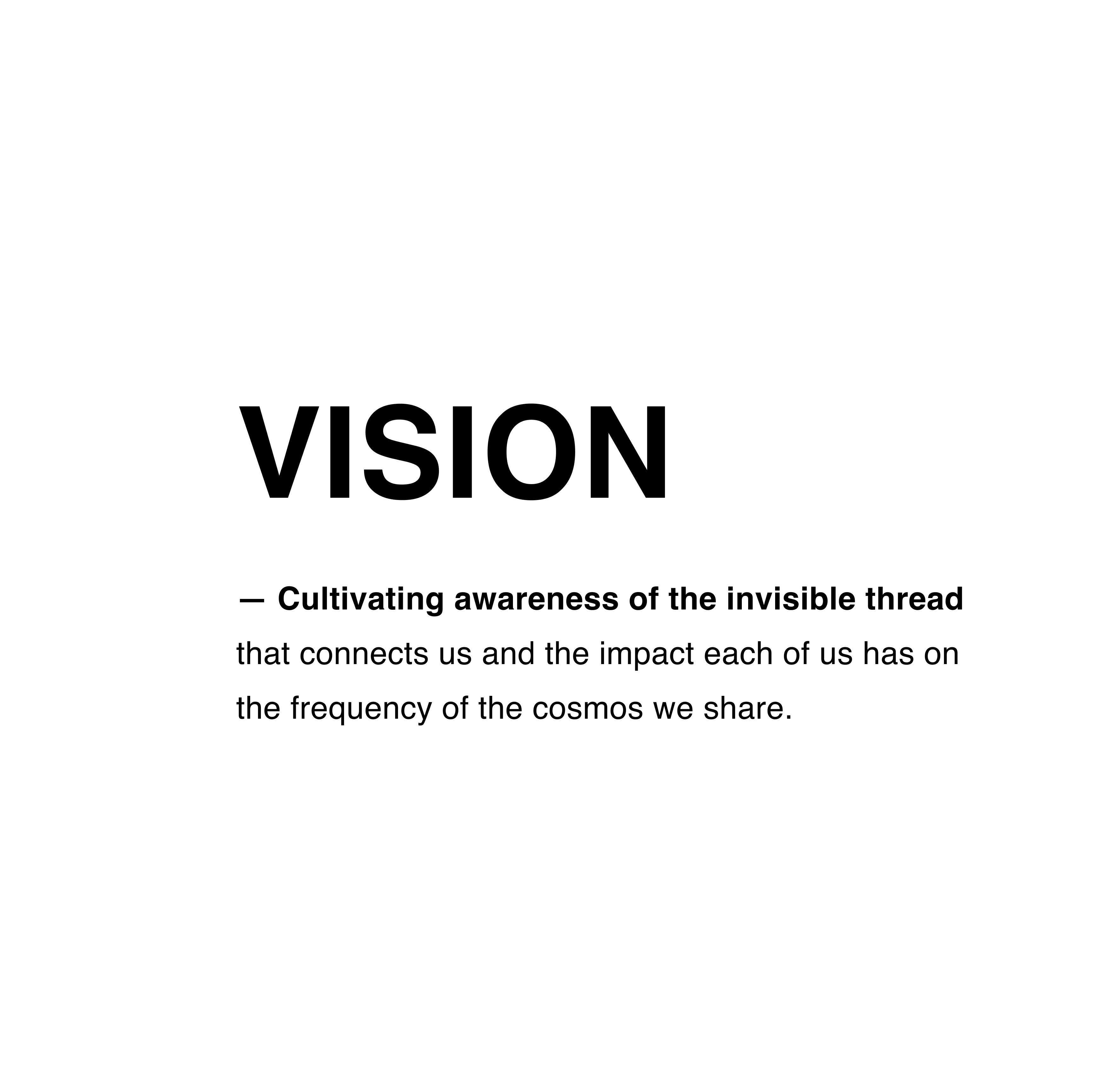 Text on a beige background with the word 'VISION' and a mission statement.